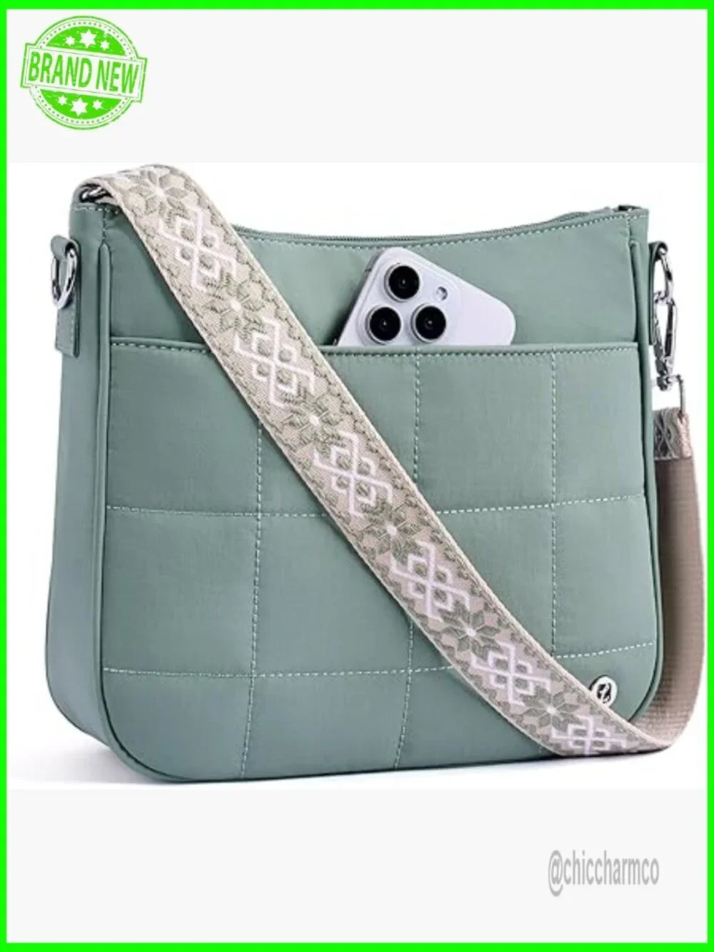 Quilted Puffer Hobo Bag with Anti-Theft Locking Zipper and Adjustable Strap